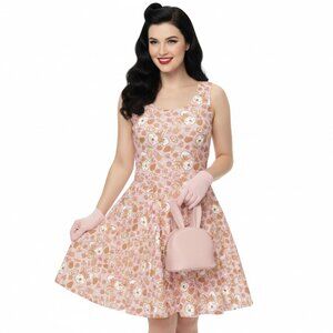 1950s Pink Easter Bunny Retro Swing Dress